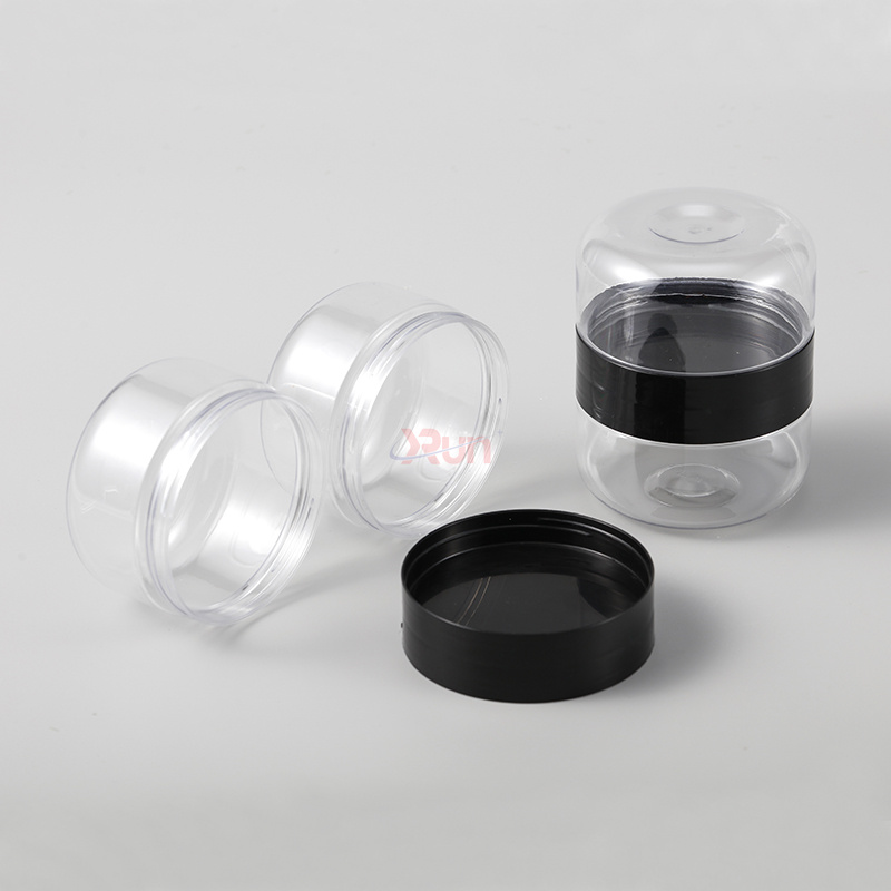 We offer plastic containers for food products that can be a great double ended jar for a secure candy container and other plastic food packaging.